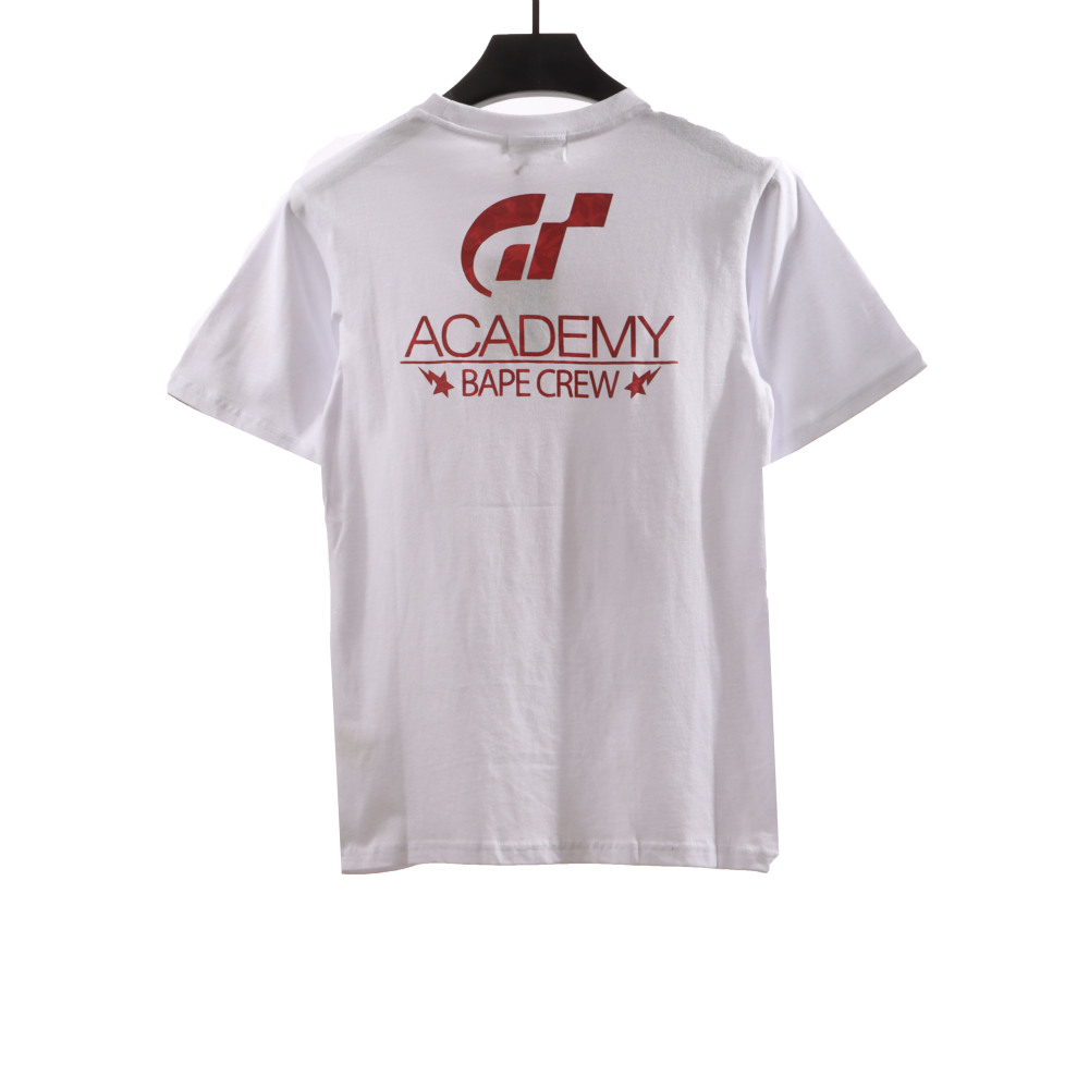 BAPE co-branded GRAN TURISMO ape head short sleeve white T-Shirts