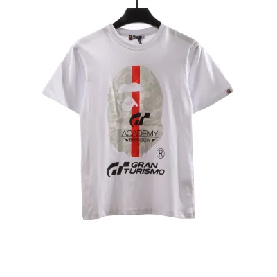 BAPE co-branded GRAN TURISMO ape head short sleeve white T-Shirts 01