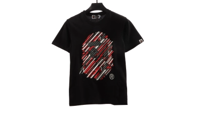 BAPE co-branded GT twill ape head short sleeve black T-Shirts 01