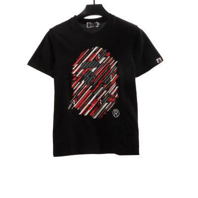 BAPE co-branded GT twill ape head short sleeve black T-Shirts 01