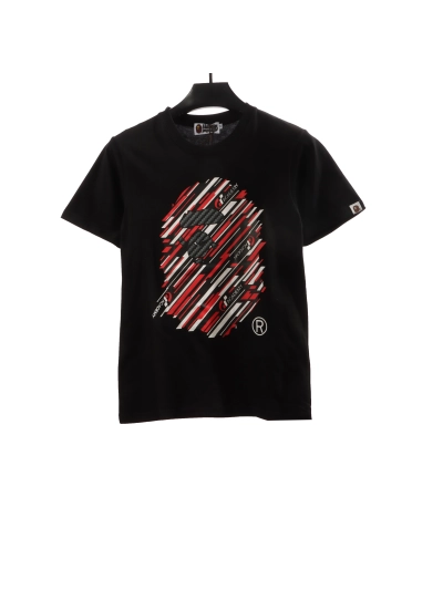 BAPE co-branded GT twill ape head short sleeve black T-Shirts 01