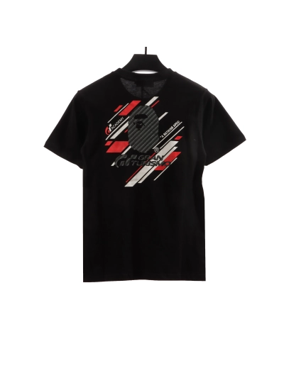 BAPE co-branded GT twill ape head short sleeve black T-Shirts 02