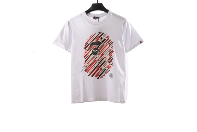 BAPE co-branded GT twill ape head short sleeve white T-Shirts 01