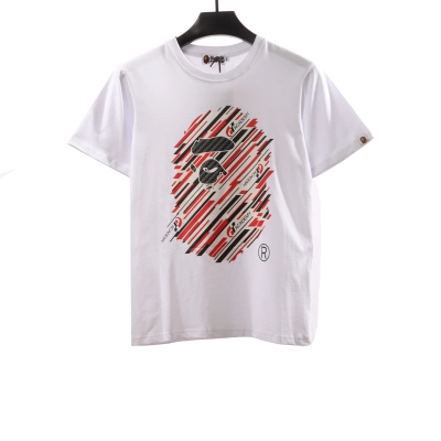 BAPE co-branded GT twill ape head short sleeve white T-Shirts 01