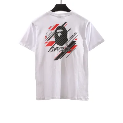 BAPE co-branded GT twill ape head short sleeve white T-Shirts 02