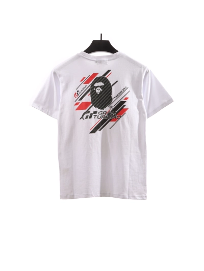BAPE co-branded GT twill ape head short sleeve white T-Shirts 02