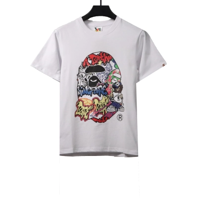  BAPE graffiti ape head print short sleeves T-Shirts 01