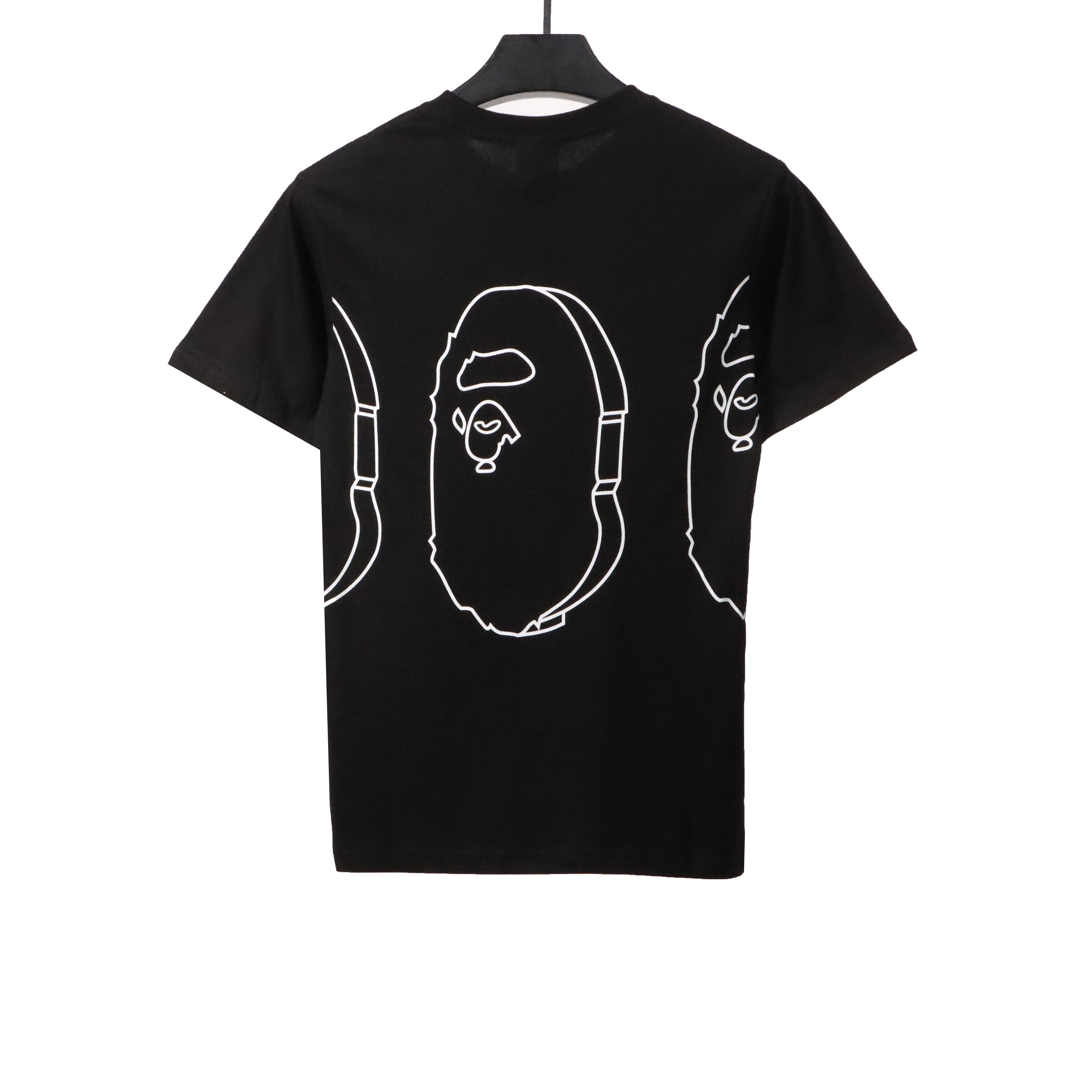 BAPE line ape head short sleeves black T-Shirts