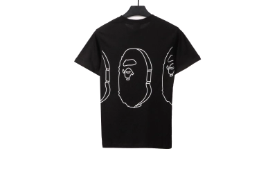 BAPE line ape head short sleeves black T-Shirts 02
