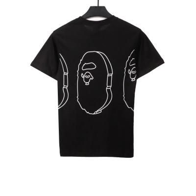 BAPE line ape head short sleeves black T-Shirts 02