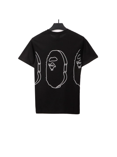 BAPE line ape head short sleeves black T-Shirts 02
