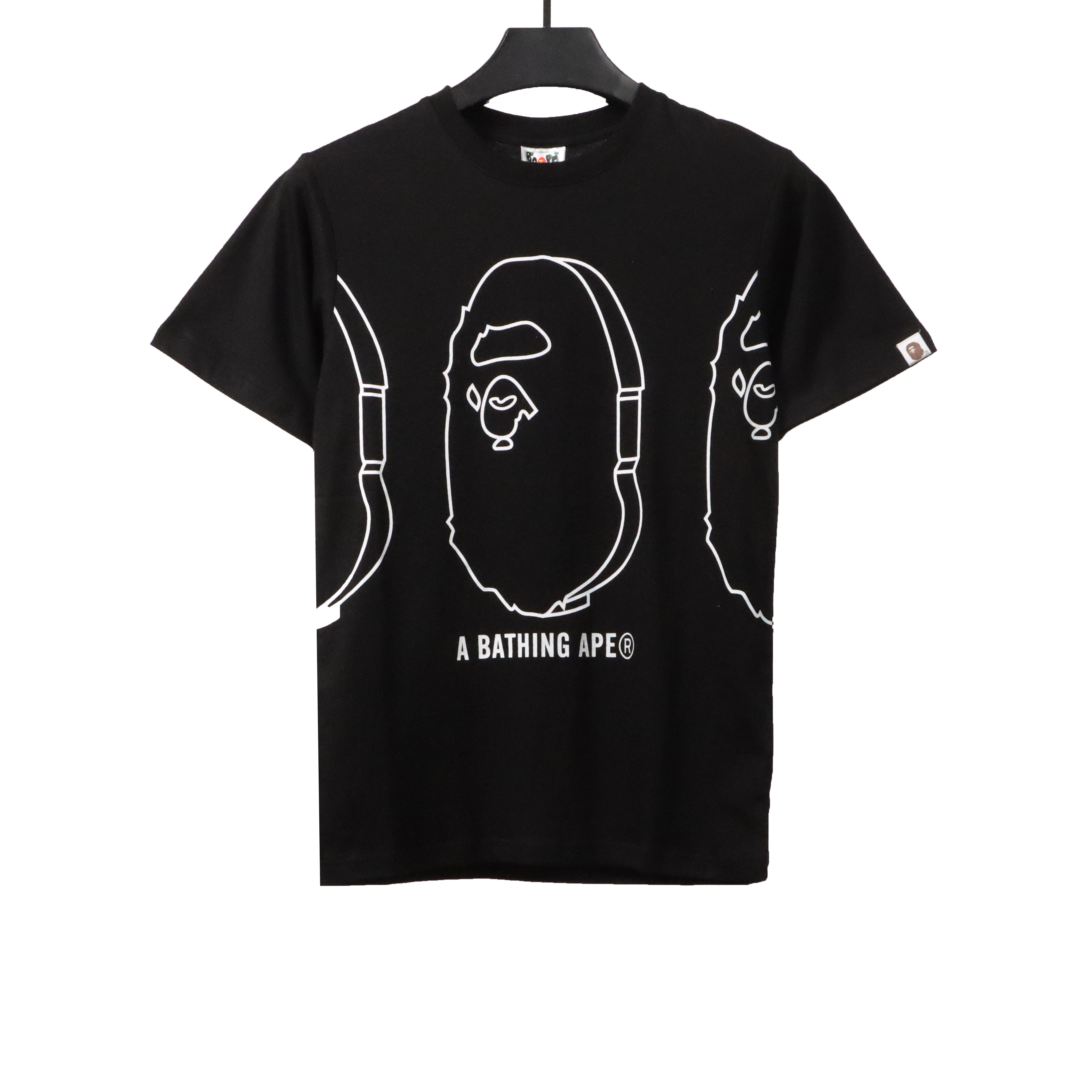 BAPE line ape head short sleeves black T-Shirts