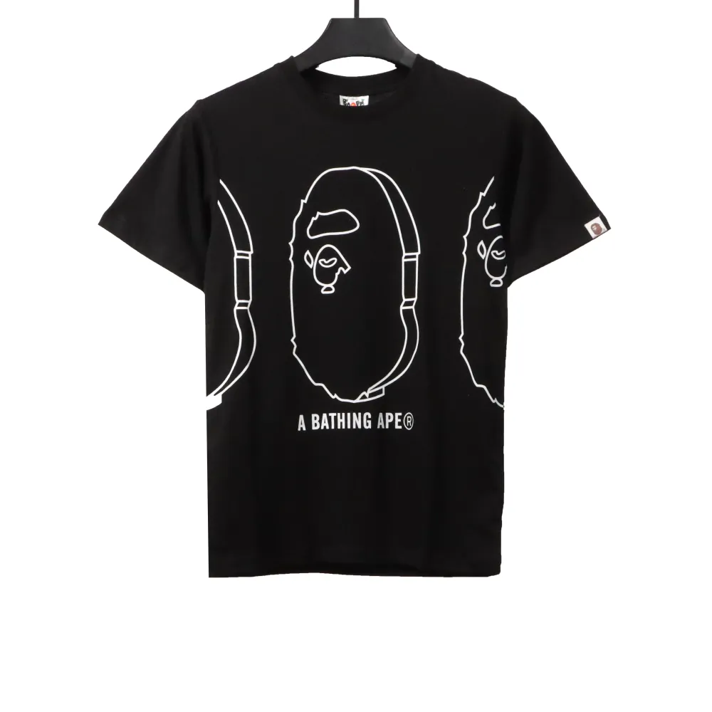 BAPE line ape head short sleeves black T-Shirts