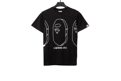 BAPE line ape head short sleeves black T-Shirts 01