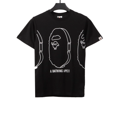 BAPE line ape head short sleeves black T-Shirts 01
