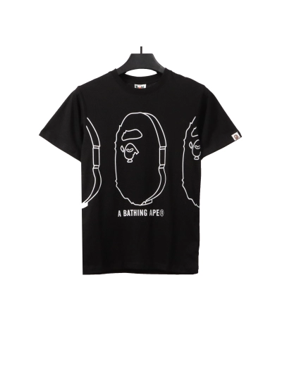 BAPE line ape head short sleeves black T-Shirts 01