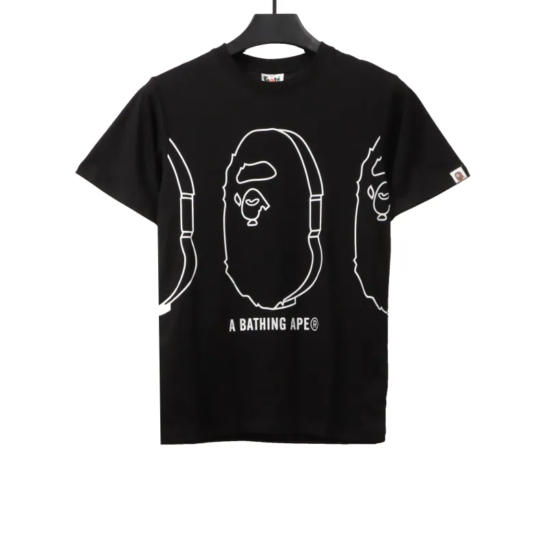 BAPE line ape head short sleeves black T-Shirts