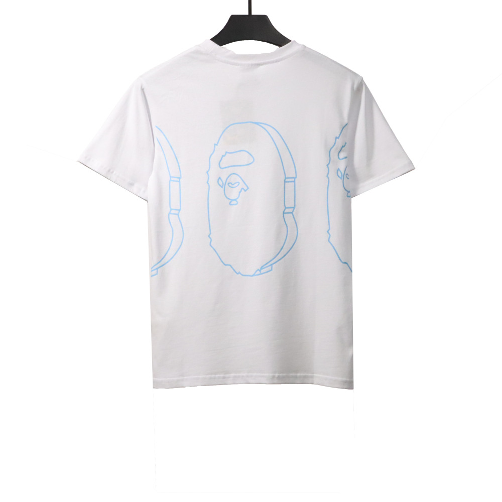 BAPE line ape head short sleeves white T-Shirts
