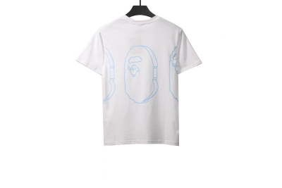 BAPE line ape head short sleeves white T-Shirts 02