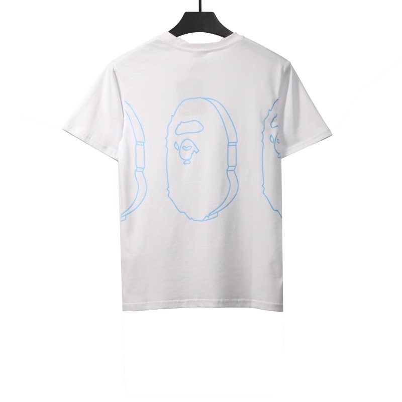 BAPE line ape head short sleeves white T-Shirts
