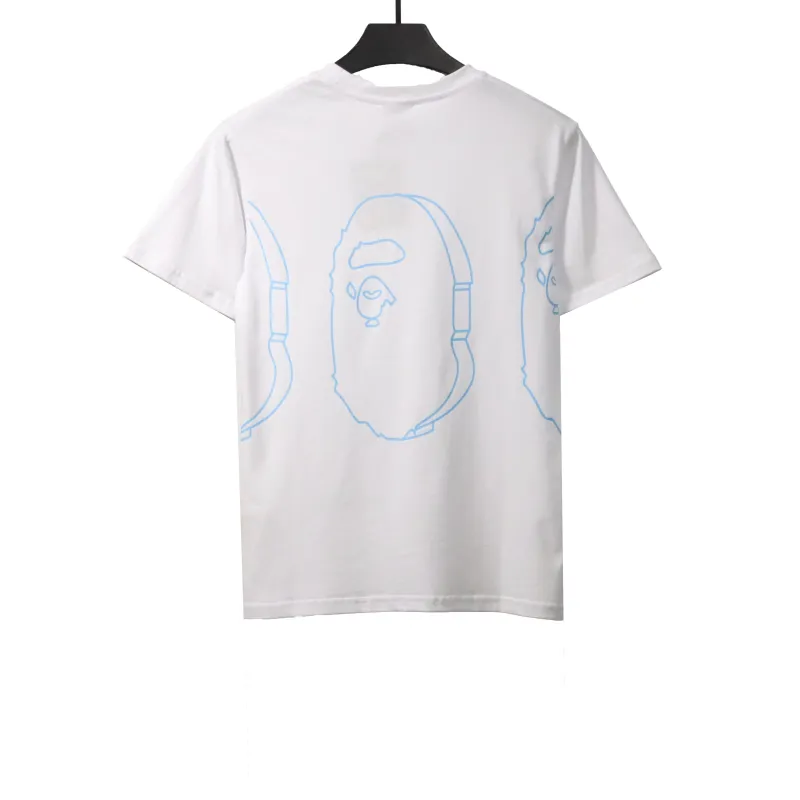 BAPE line ape head short sleeves white T-Shirts