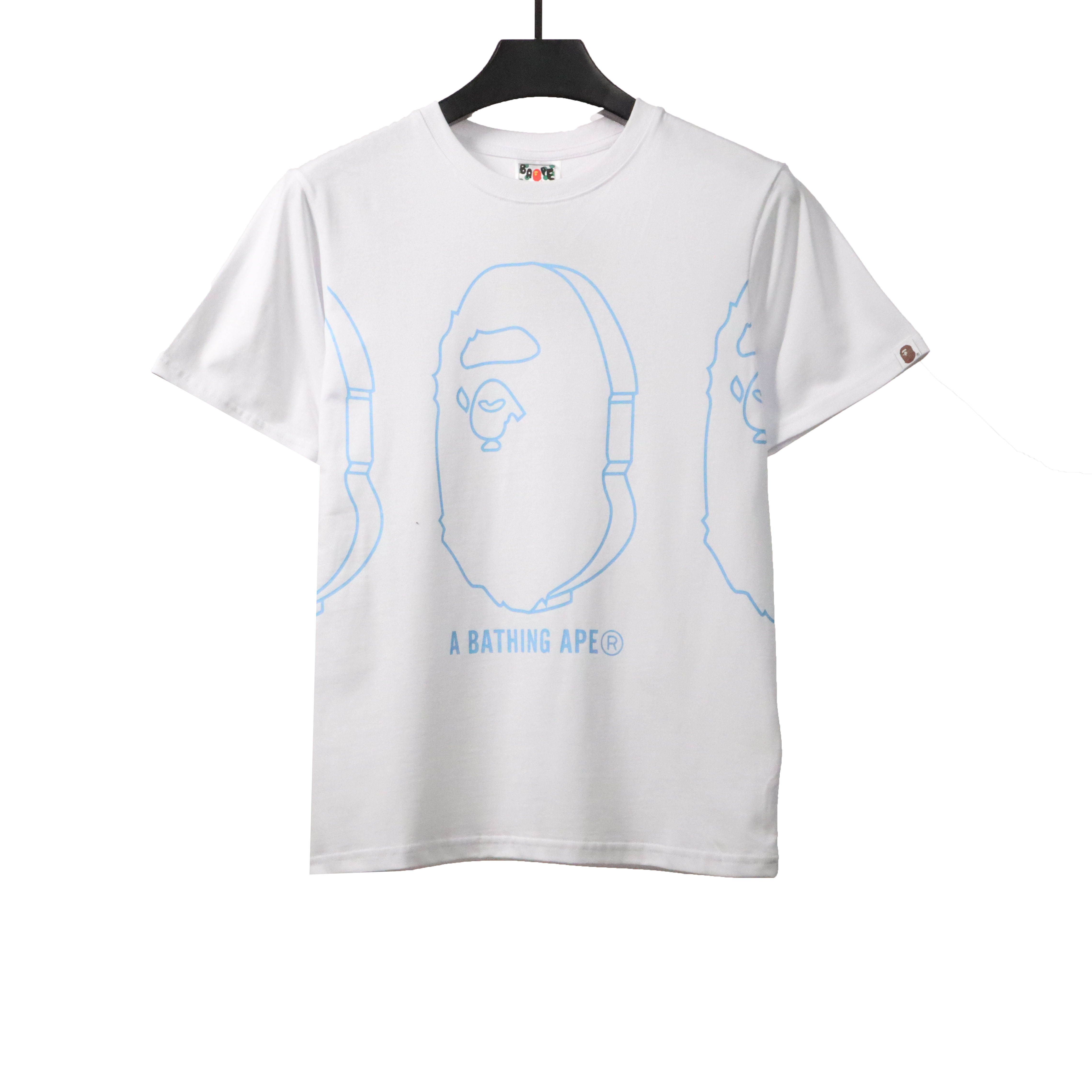 BAPE line ape head short sleeves white T-Shirts