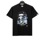 BAPE moon UFO laser ape head short sleeves black T-Shirts
