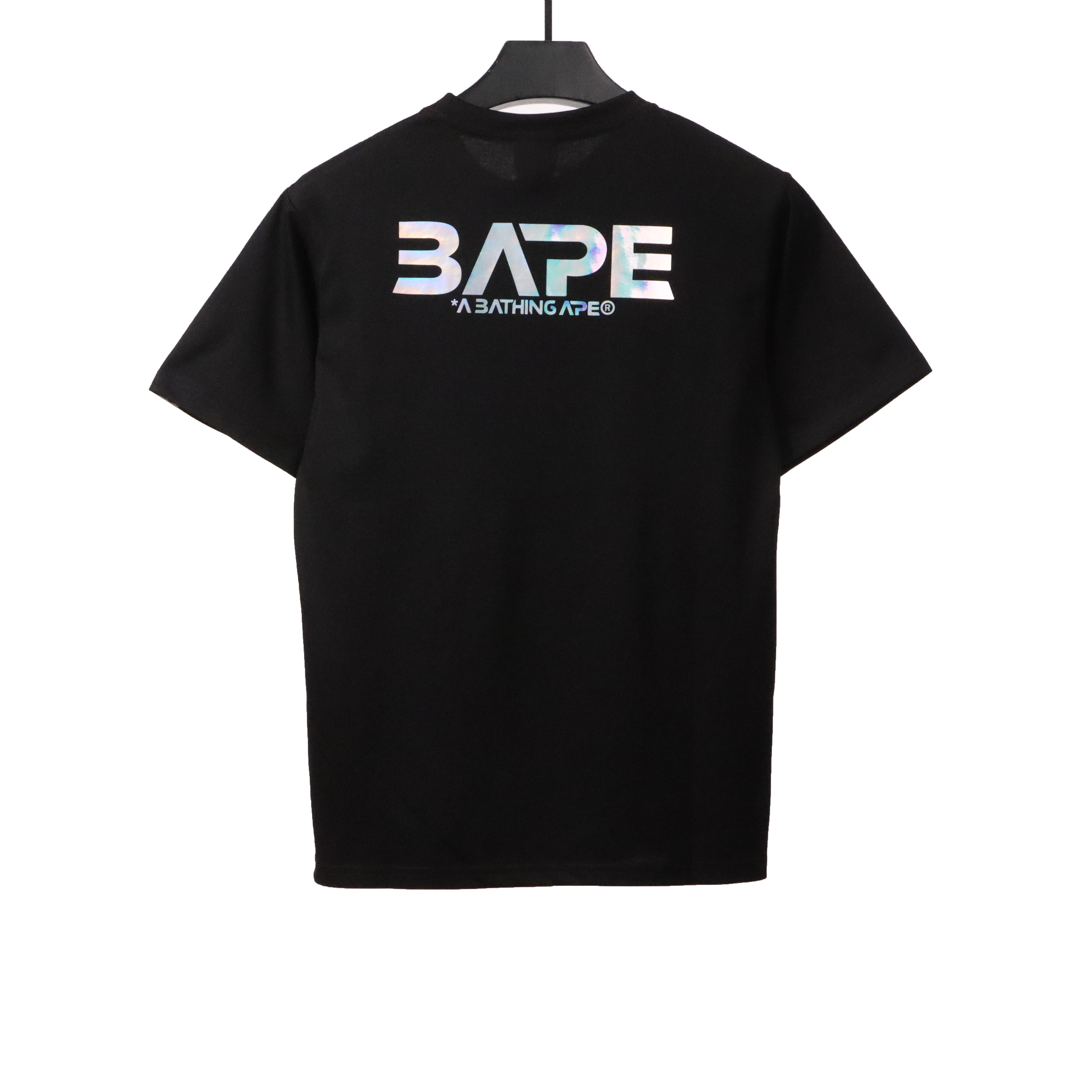 BAPE moon UFO laser ape head short sleeves black T-Shirts