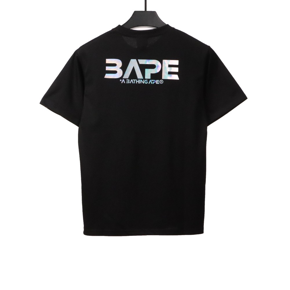BAPE moon UFO laser ape head short sleeves black T-Shirts