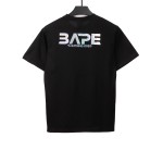 BAPE moon UFO laser ape head short sleeves black T-Shirts