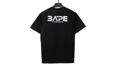 BAPE moon UFO laser ape head short sleeves black T-Shirts 02