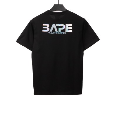 BAPE moon UFO laser ape head short sleeves black T-Shirts 02