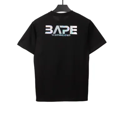 BAPE moon UFO laser ape head short sleeves black T-Shirts 02