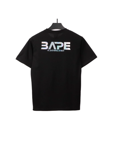 BAPE moon UFO laser ape head short sleeves black T-Shirts 02