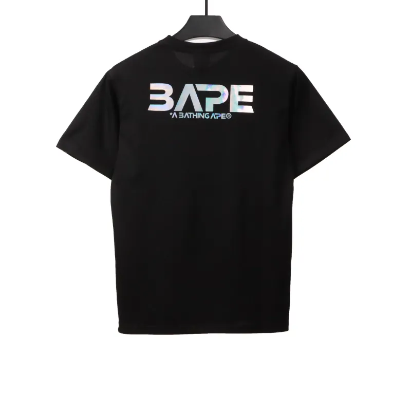 BAPE moon UFO laser ape head short sleeves black T-Shirts