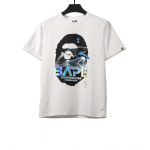 BAPE moon UFO laser ape head short sleeves white T-Shirts
