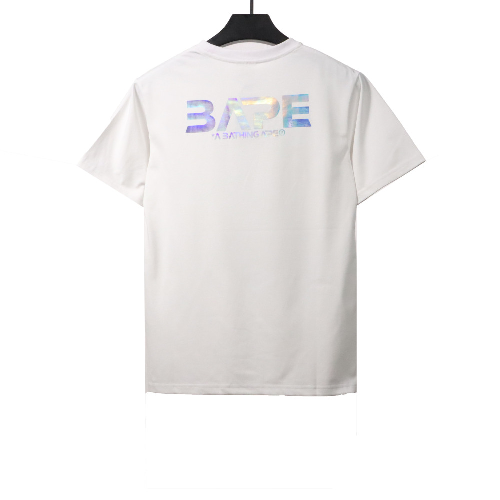 BAPE moon UFO laser ape head short sleeves white T-Shirts