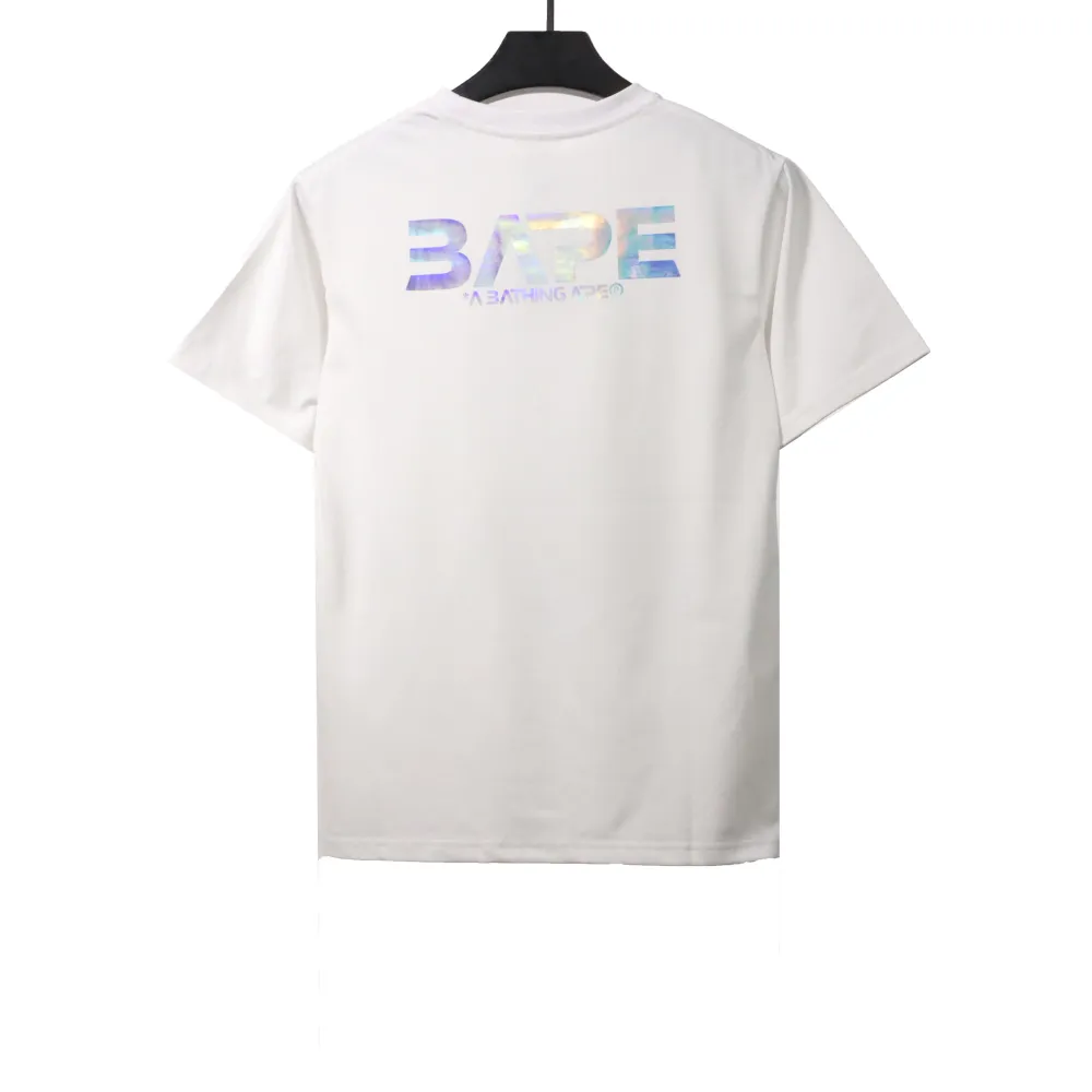 BAPE moon UFO laser ape head short sleeves white T-Shirts