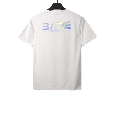 BAPE moon UFO laser ape head short sleeves white T-Shirts 02