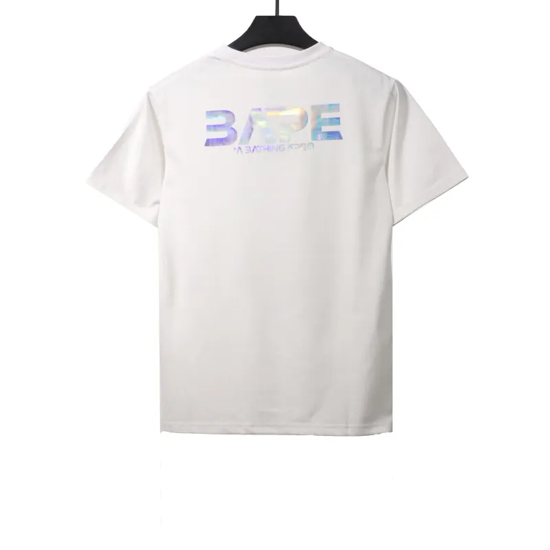 BAPE moon UFO laser ape head short sleeves white T-Shirts