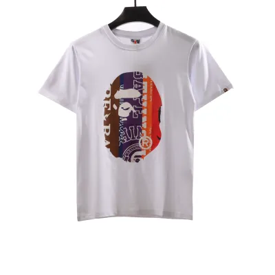BAPE patchwork contrast ape head short sleeve black T-Shirts 01