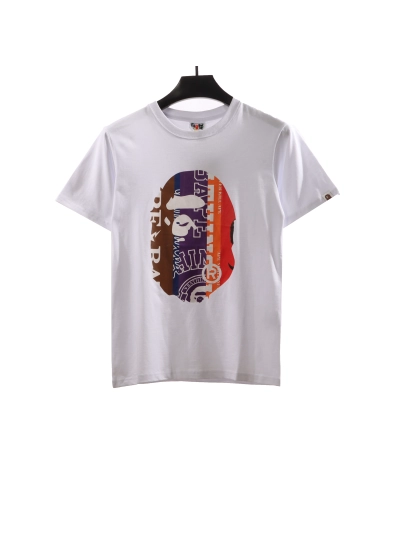 BAPE patchwork contrast ape head short sleeve black T-Shirts 01