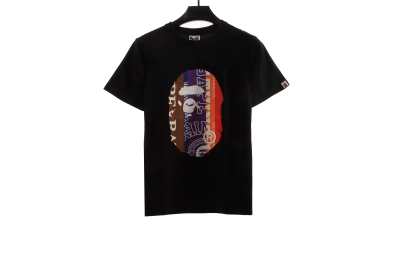 BAPE patchwork contrast ape head short sleeve white T-Shirts 01