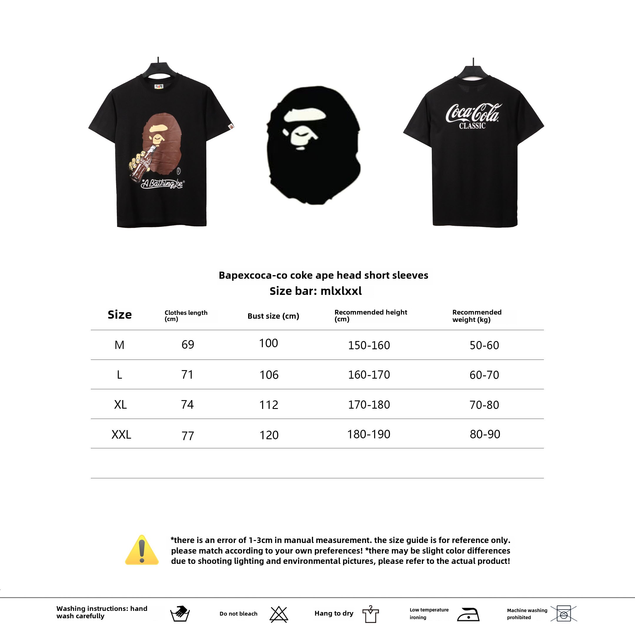 BAPE x Coca-Co ape head short sleeves black T-Shirts