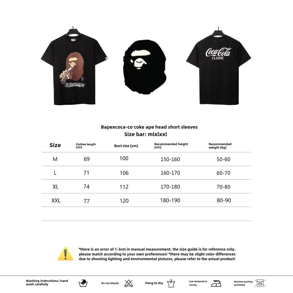 BAPE x Coca-Co ape head short sleeves black T-Shirts