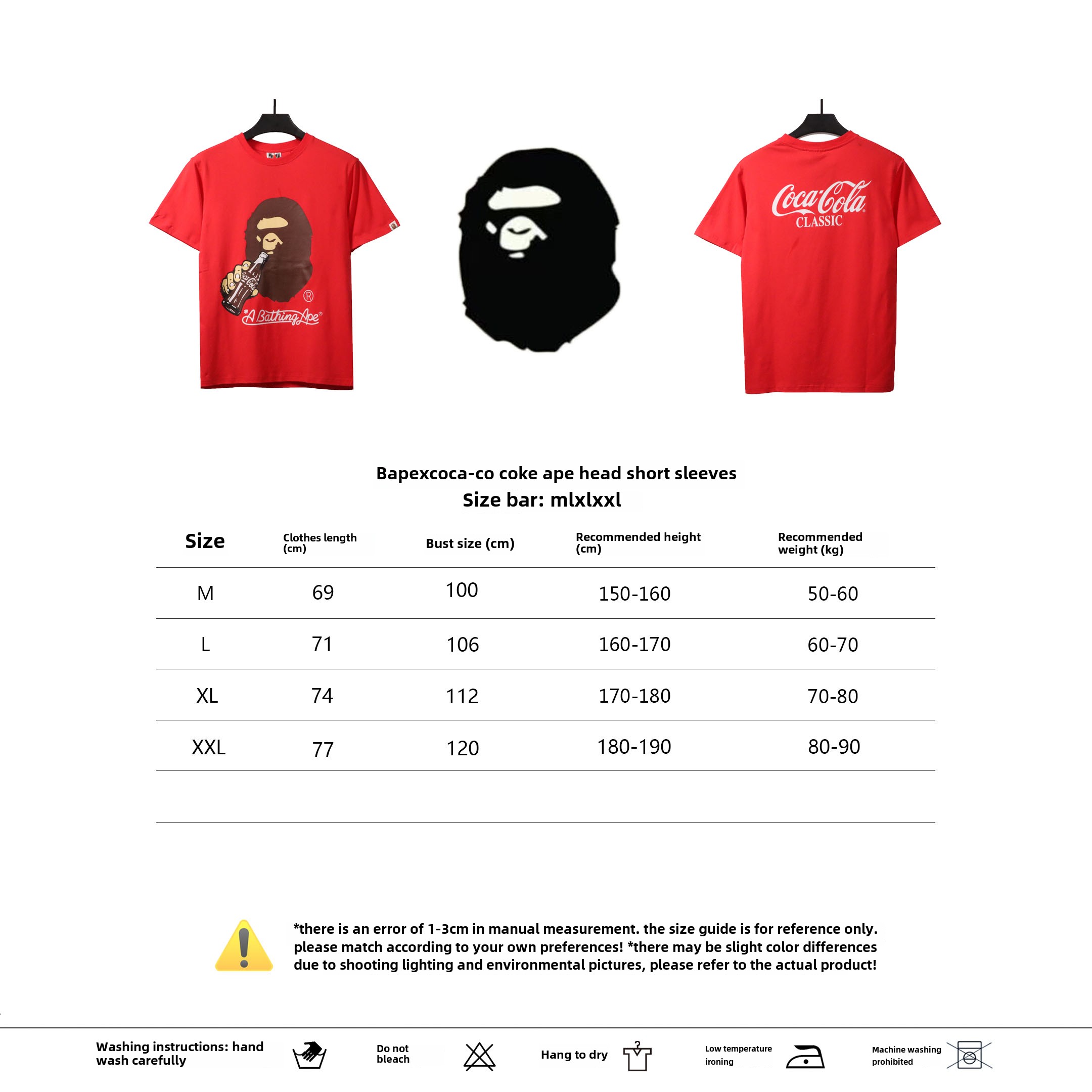 BAPE x Coca-Co ape head short sleeves white T-Shirts