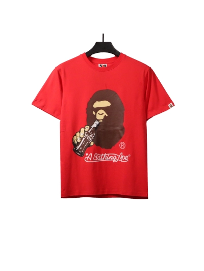 BAPE x Coca-Co ape head short sleeves white T-Shirts 01