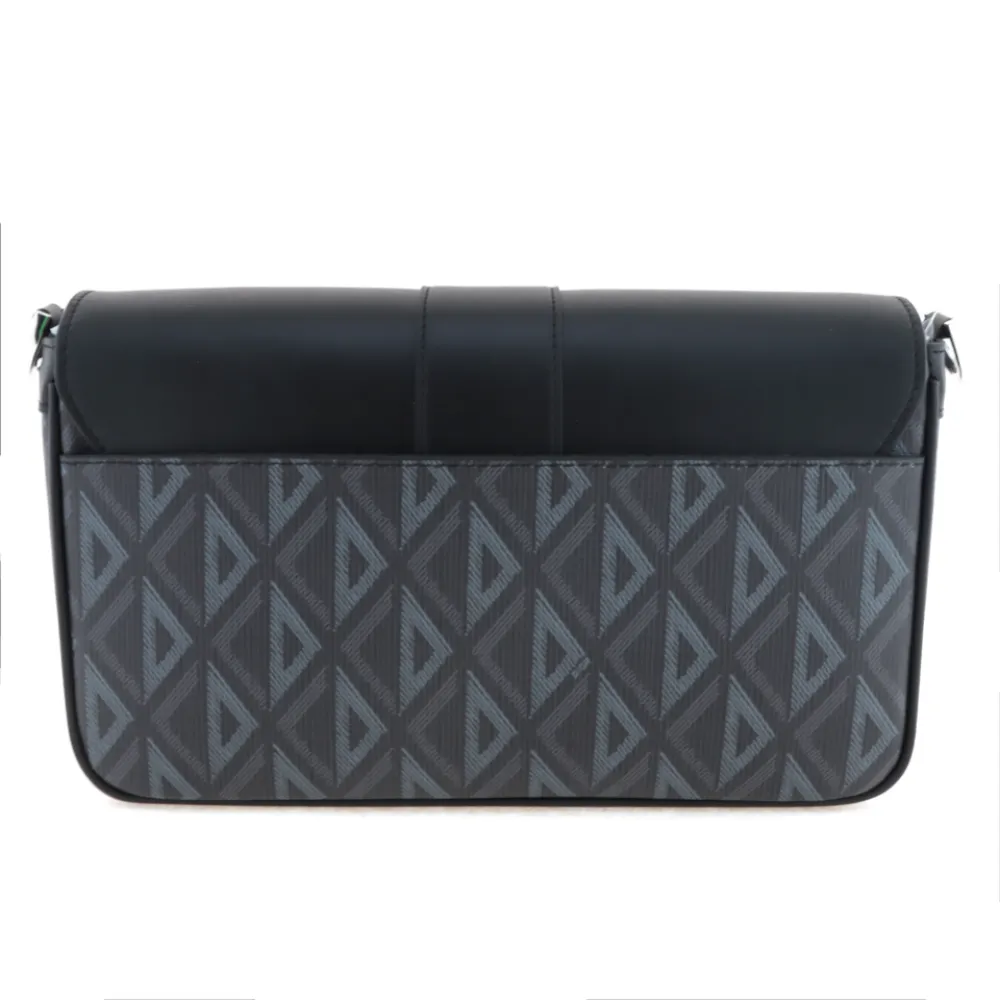 D*or cd aluminum buckle canvas and cowhide shoulder bag black