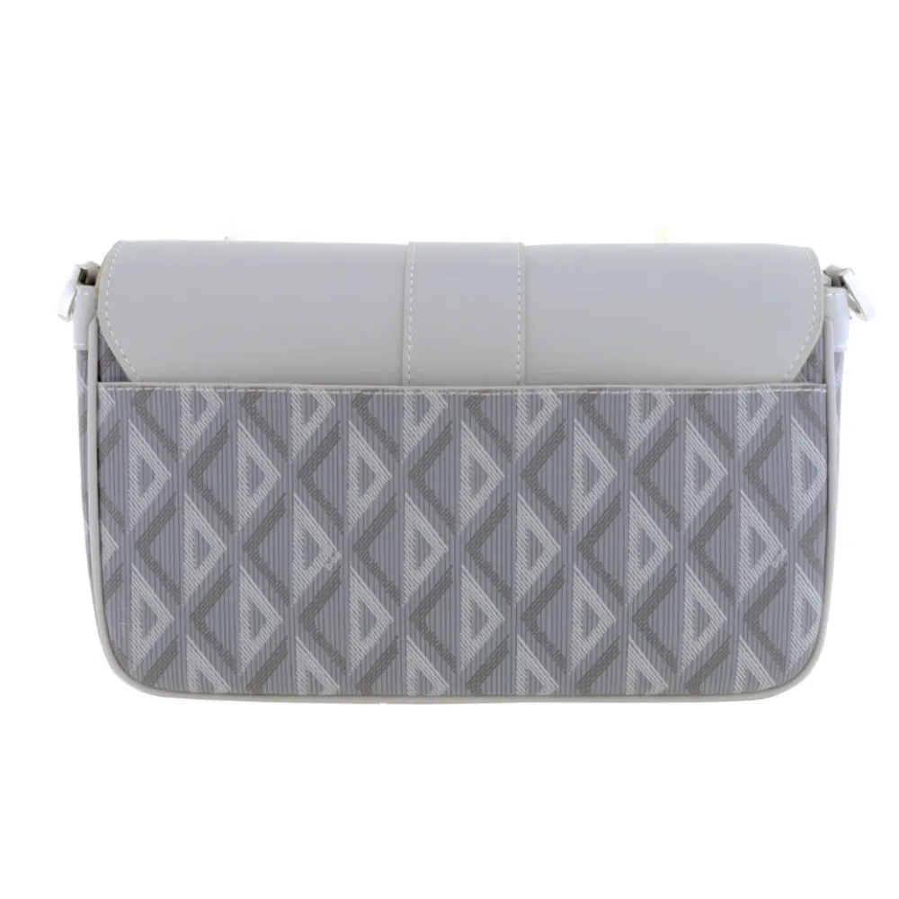 D*or cd aluminum buckle canvas and cowhide shoulder bag gray