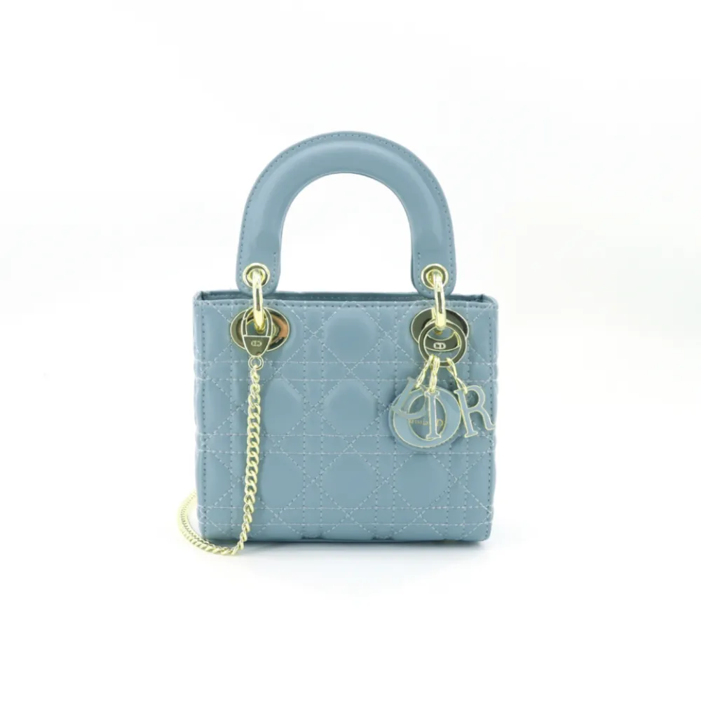 D*or enamel buckle princess diana handbag mini haze blue